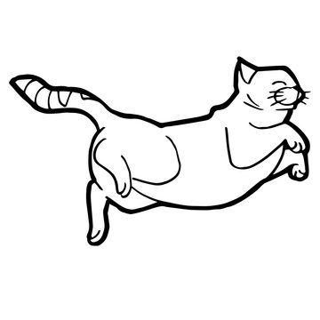 cartoon Cat Coloring Page for kid isolated on white 
