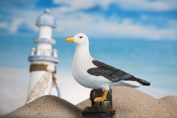 Holiday by the sea, gull, lantern, ship   © dianaduda