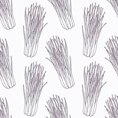 Hand drawn lemongrass branch outline seamless pattern - 94694862