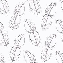 Hand drawn kaffir lime branch outline seamless pattern