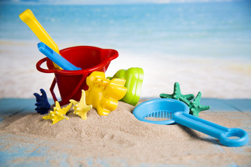 Colorful toys for children Sandbox, holiday
