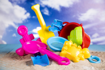 Colorful toys for children Sandbox, holiday
