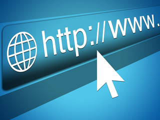 Mouse Cursor pointing at http www text in Web Browser Address Bar, Arrow Pointer