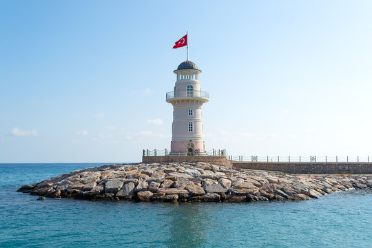 Lighthouse in the Mediterranean sea of Turkey
