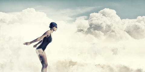 Female swimmer. Concept image