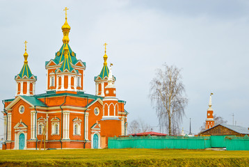 Fototapeta na wymiar Orange church Russia