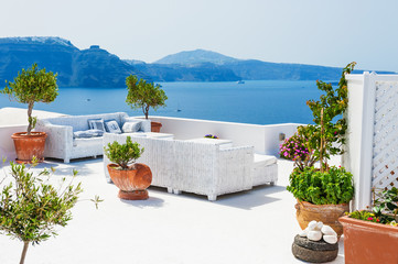 Naklejka na ściany i meble Beautiful terrace with sea view