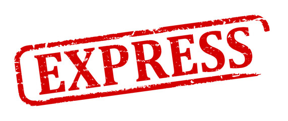 Scratched red oval stamp with the words - Express - Illustration