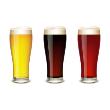 Set of glasses with beer