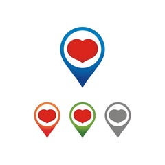 Heart map pointer Design Logo. map pin icon, location pin vector icon, map pointer with heart icon