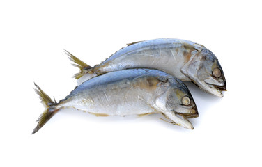 steamed mackerel on white background