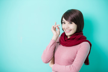 Young woman wearing winter clothing