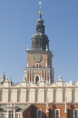 Fototapeta na wymiar Poland, Krakow, Main Market, Sukiennice, Town Hall Tower, Midday