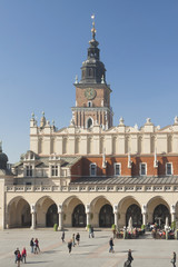 Poland, Krakow, Main Market, Sukiennice, Town Hall Tower, Midday