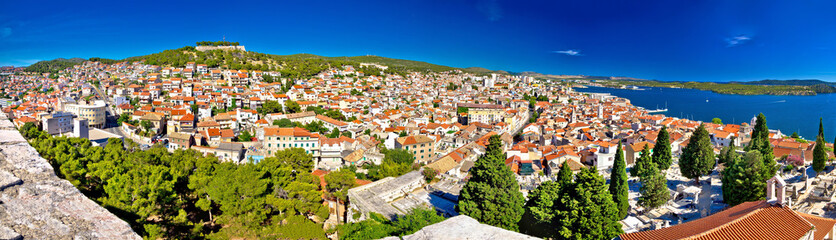 Fototapeta na wymiar City of Sibenik rooftops panorama
