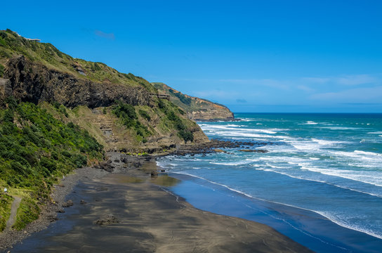 Maori Bay in Muriwai Regional Park,it is on the West Coast of the North Island in Auckland,New Zealand