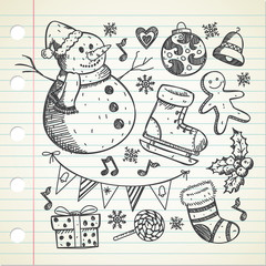set of Christmas doodle