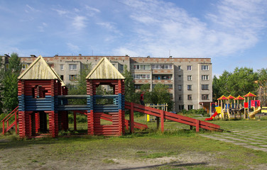 Fototapeta na wymiar MEDVEZHYEGORSK, REPUBLIC OF KARELIA, RUSSIA - August, 2011: Wood