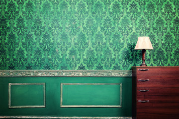 Vintage lamp in rococ interior