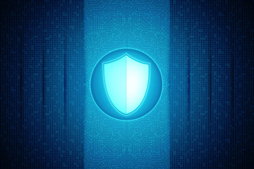 2d illustration Security concept - shield on digital code background
