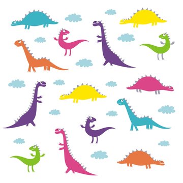 Funny dinosaur vector pattern design