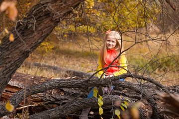 little girl in the autumn forest