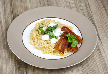 Risotto with mozzarella and bacon