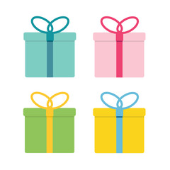 Colorful gift box icon set isolated on white background

