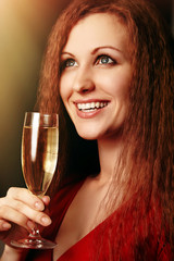woman with champagne