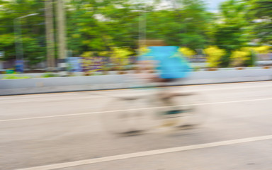 A racing bike rider's slow speed shutter