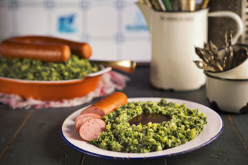 Dutch food: kale with smoked sausage or 'Boerenkool met worst'