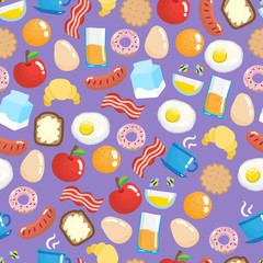 Seamless pattern with breakfast food.