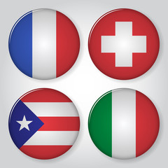 Fototapeta premium Collection of flag button design.