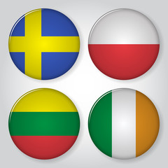 Collection of flag button design.