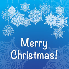 Greeting card with snowflakes and text "Merry Christmas!"