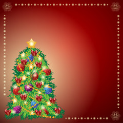 Beautiful Xmas tree for Merry Christmas celebration. Vector Illustration