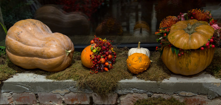 Halloween composition with pumpkin