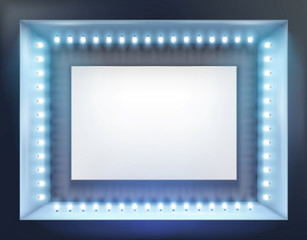 Illuminated shop window. Vector illustration.