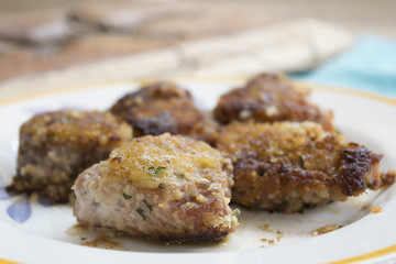 steaks of breaded tuna