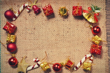 Christmas vintage decoration  the striped sack background