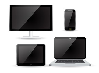 set realistic Monitors laptop tablet and phone 