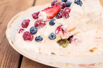 Slice of pavlova cake