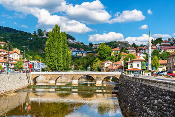 View of Vijecnica bridge in Sarajevo - Bosnia and Herzegovina