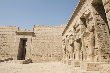 Statues in the temple at Medinat Habu