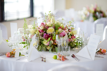 Table set for an event party or wedding reception