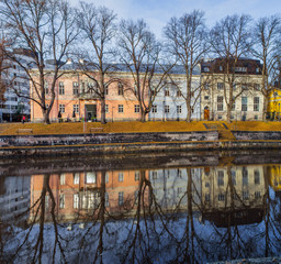 Fototapeta na wymiar Reflection in the River Aura Turku, Finland