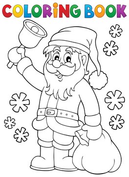Coloring book Santa Claus with bell