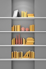 3d rendered modern bookshelf.