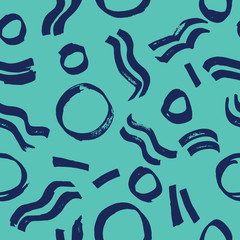 Creative seamless pattern with circular and linear brush strokes
