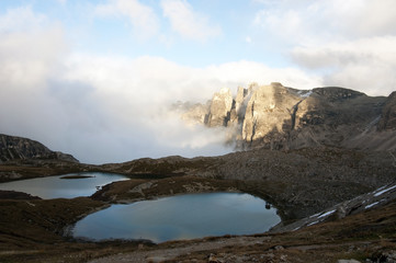 Cime di Lavaredo or Drei Zinnen / The Tre Cime di Lavaredo are three distinctive battlement-like peaks, in the Dolomites.